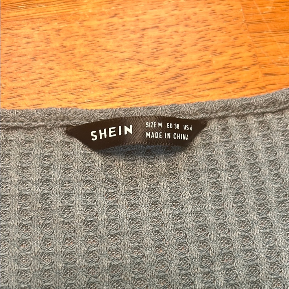 SHEIN Charcoal Ribbed Knit Top